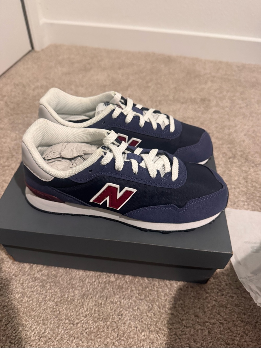 New Balance Kids Navy, White & Burgundy Retro Runner Sneakers